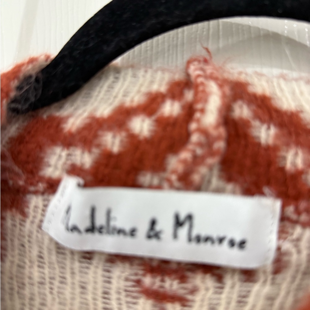 Rust Geometric Patterned Turtleneck Sweater - image 3